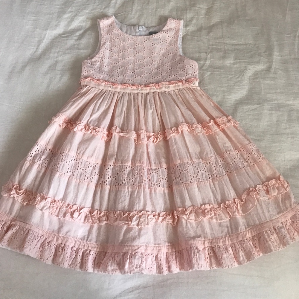 Tahari Pink Sleeveless Sundress with Ruffled Tiers